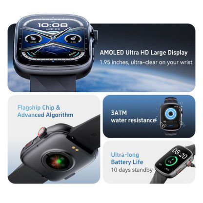Smart Watch for Women, 1.95'' AMOLED Ultra-Clear Screen Activity Trackers with Heart Rate/Sleep/SpO2 Monitor, Smartwatch for iPhone/Samsung/Android